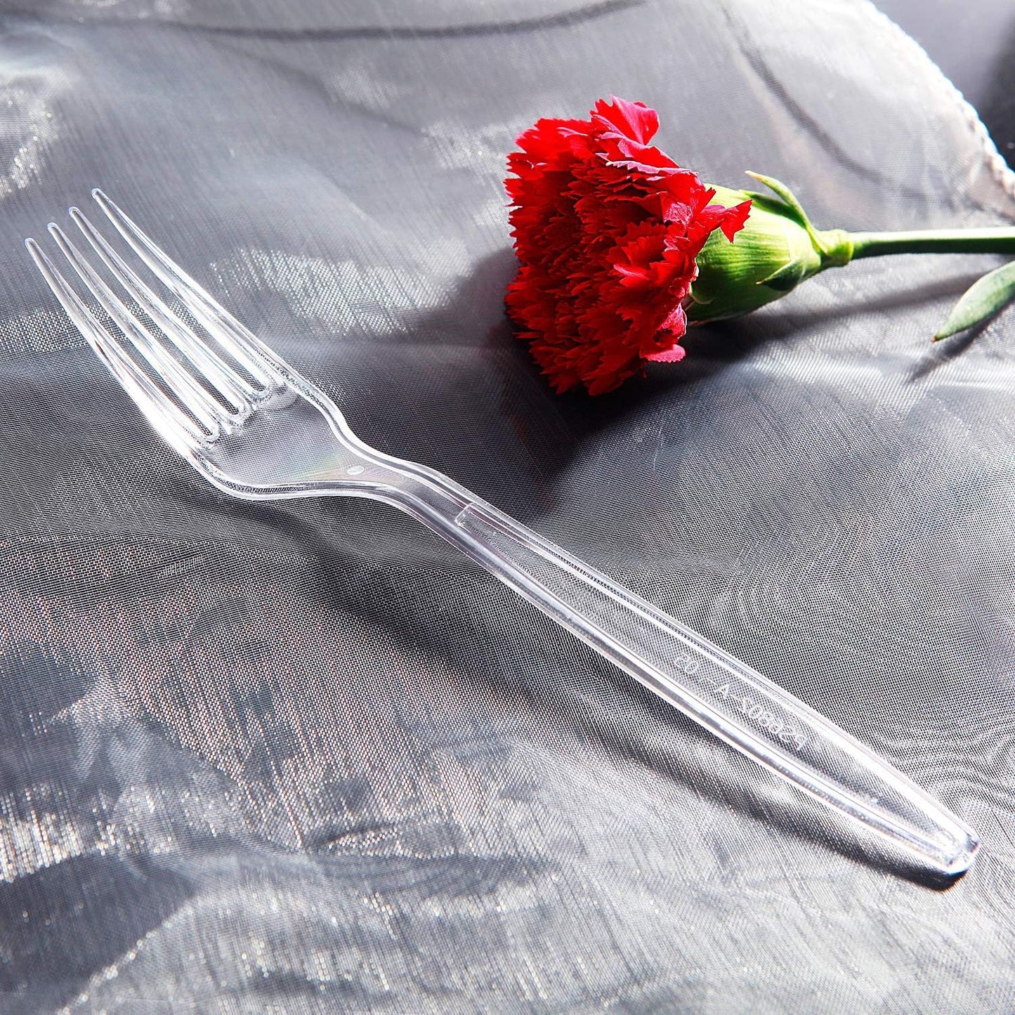 400-Piece Clear Plastic Silverware Set – Heavy-Duty Disposable Forks & Spoons (200 Each) | Crystal Cutlery for Parties, Holidays, and Events – Perfect for Halloween, Thanksgiving & Christmas