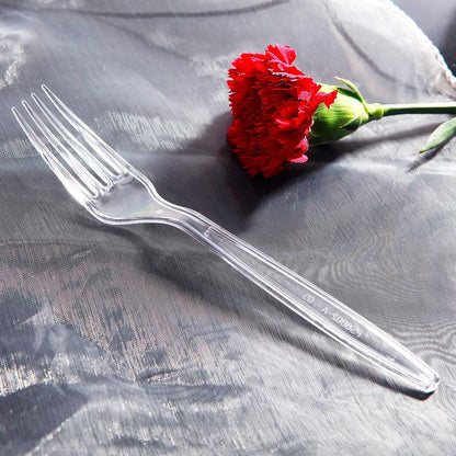 400-Piece Clear Plastic Silverware Set – Heavy-Duty Disposable Forks & Spoons (200 Each) | Crystal Cutlery for Parties, Holidays, and Events – Perfect for Halloween, Thanksgiving & Christmas