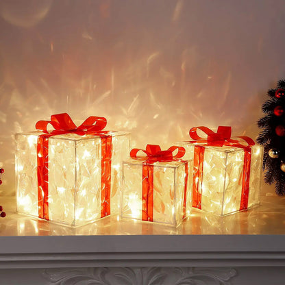 Luminous Gift Box Light-Up Ornament – PVC Christmas Decoration (19×19×19 cm, 100g)