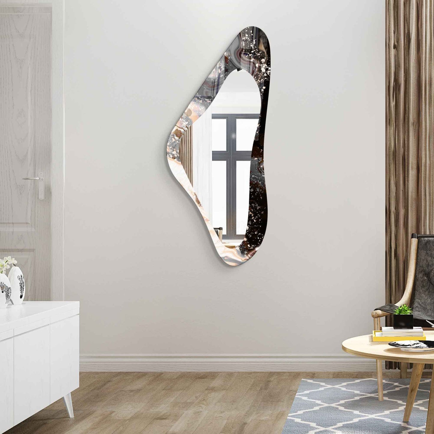 Asymmetrical Irregular Wall Mirror – Modern Tempered Glass Accent Mirror for Entryway, Hallway, Bedroom & Bathroom | Luxury Home Décor