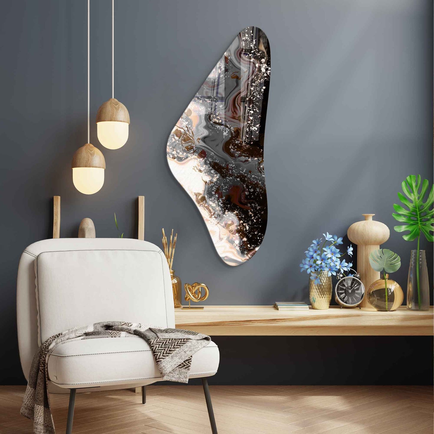 Asymmetrical Irregular Wall Mirror – Modern Tempered Glass Accent Mirror for Entryway, Hallway, Bedroom & Bathroom | Luxury Home Décor