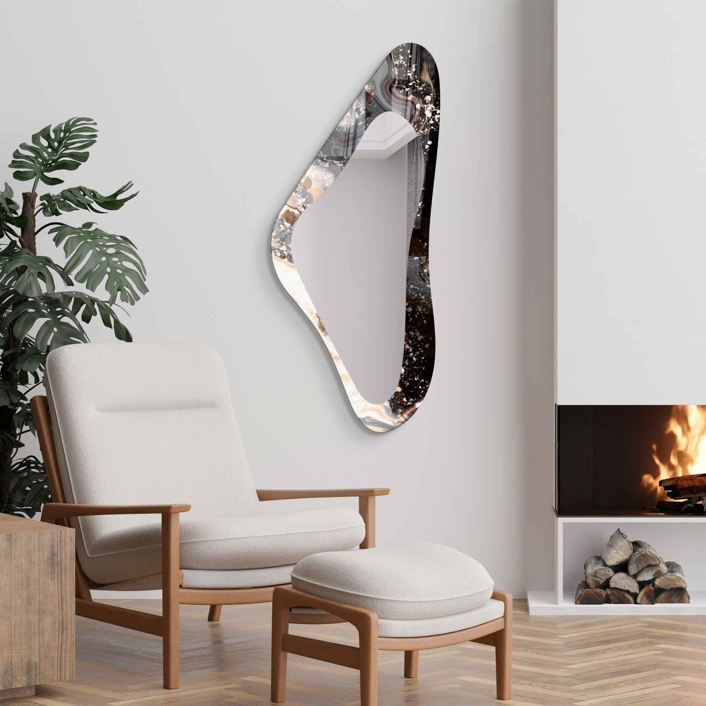 Asymmetrical Irregular Wall Mirror – Modern Tempered Glass Accent Mirror for Entryway, Hallway, Bedroom & Bathroom | Luxury Home Décor